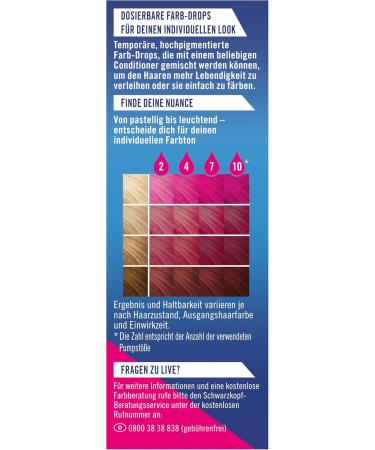  LIVE Schwarzkopf Live Color Drops Petal Pink (30 ml) dosable color drops for a personalized look dye to mix with conditioner temporary color lasts up to 12 washes - Buy Online on GoSupps.com