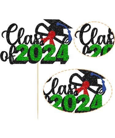 1Pc Graduation Cake Topper 2024 Green Glitter Class of 2024 Graduation Decorations for 2024 Congrats Graduation Party Cake Decorations Supplies 3-green - Buy Online on GoSupps.com