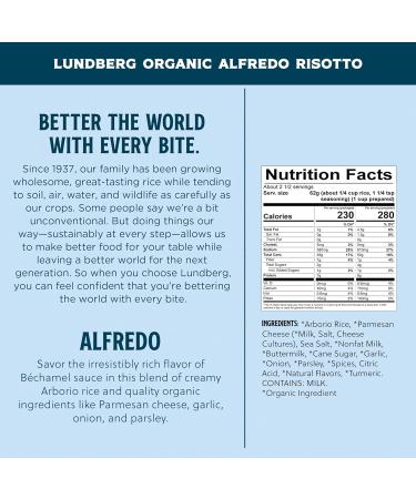 Organic Lundberg Traditional Italian Risotto Alfredo - 20 Minute Cook Time (5.5 oz 6-Pack) - Buy Online on GoSupps.com