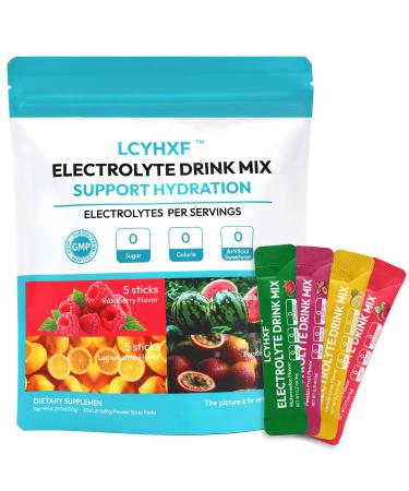 Electrolytes Powder Packets | Sugar Free, 0 Calorie Rapid Hydration Packets | Keto Friendly, Vegan, Non-GMO | Lemon Lime, Passion Fruit, Raspberry, Watermelon -20 Sticks Variety Pack 0.21 Ounce (Pack of 20)