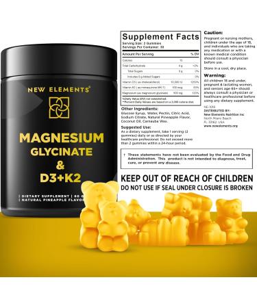 Calm Magnesium Glycinate Gummies 500mg with High-Potency Vitamin D3 10000iu & Vitamin K2 100mcg | Stress Relief, Relaxation & Bone Support for Adults | Vegan, Non-GMO, Gluten-Free, Pineapple Flavor - Buy Online on GoSupps.com