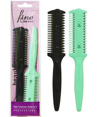 Fine Lines - Hair Razor Comb Pack of 2 | Double Sided Hair Cutting Comb Split End Remover | Thinning Comb for Professional Use - Buy Online on GoSupps.com