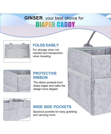 GINSER Baby Diaper Caddy Organizer - Nursery Essentials for Changing Table & Car | Baby Shower Gift Registry | Gray - Buy Online on GoSupps.com