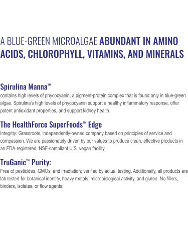 HealthForce Superfoods Spirulina Manna - 16 oz Powder | Pure & Organic Superfood - Buy Online on GoSupps.com