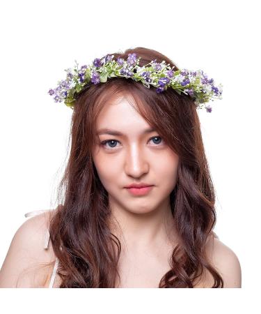 Yili Maizi Purple Flower Crown Bridal Eucalyptus Halo Headband for Women & Girls - Perfect for Wedding & Photoshoots - Buy Online on GoSupps.com