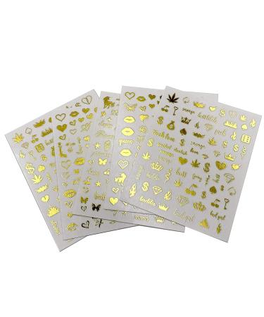 Impeccable 5 Sheets Luxury Nail Art Stickers - 500+ Gold Customized Decals for Fake Nail Designs and Salon Accessories - Buy Online on GoSupps.com