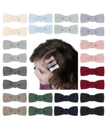 Jollybows 24 PCS Baby Hair Bow Clips for Toddlers Girls Fully Lined Mini Bow Barrettes For Infant Fine Hair Accessories for Babies Kids Teen