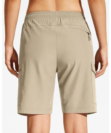 MOCOLY Women's Hiking Cargo Shorts - Quick Dry Lightweight Golf Shorts with Zipper Pockets | Khaki, Medium - Buy Online on GoSupps.com
