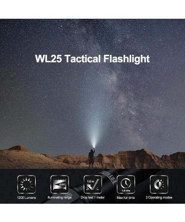 Feyachi 1200 Lumen Tactical Flashlight with Pressure Switch | 3 Modes - High/Low/Strobe | Fixed Picatinny Mount | Matte Black LED Weapon Light - Buy Online on GoSupps.com