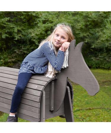Roba Wooden Horse for Garden | Vaulting Horse with Mane & Tail | Solid Gray Play Horse for Gymnastics & Riding - Buy Online on GoSupps.com