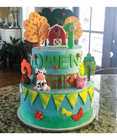 JeVenis Farm Animal Cake Topper Set - 11 PCS Cow Theme Decor for Baby Shower & Birthday Party - Buy Online on GoSupps.com