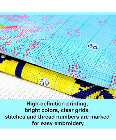 51buyoutgo Flower & Cat Cross Stitch Kit for Adults - Easy, Funny, Pre-Printed, 11ct Stamped Patterns - Embroidery Starter Kit for Beginners - 46x36cm - Buy Online on GoSupps.com