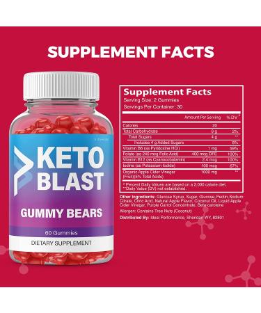 Ketos Blast Gummies - Max Beans (60 Gummies) | Keto Friendly Gummy Bears - Buy Online on GoSupps.com