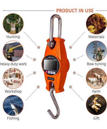  Digital Hanging Scale 660 LB 300 KG Cast Aluminum Case - Heavy Duty Waterproof Fish Scale - Portable Crane Scale for Luggage Weight Suitcase Hunting Farm Bow Fishing Scale Heavy Duty Orange - Buy Online on GoSupps.com