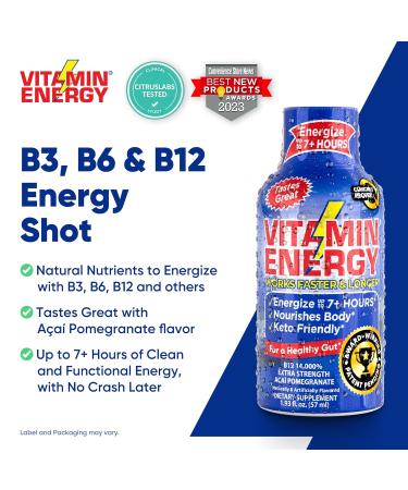 Vitamin Energy Variety Energy Drink Shots - Mood+ Focus+ Immune+ Energy+ | 7+ Hours of Energy | 1.93 Fl Oz 4 Count - International Shipping Available - Buy Online on GoSupps.com