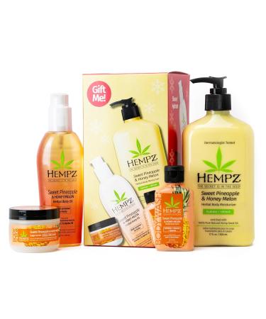 Hempz Sweet Pineapple & Honey Melon Gift Set | Body Care Routine | Lotion Bath Oil Wash & Scrub - Buy Internationally - Buy Online on GoSupps.com