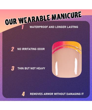 Neon Press on Toenails - Short Square Glue-On Gradient Rainbow French Tips | Summer Beach Fake Toenails for Women - Buy Online on GoSupps.com