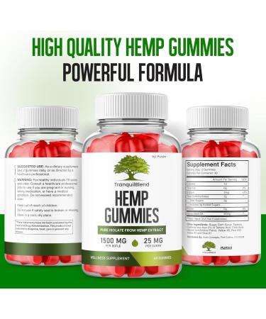 (2 Pack) Tranquil Blend Gummies with Hemp Tranquil Blend Hemp Gummies Extra Strength Formula Maximum Performance Blend Tranquil Blend Gummy Great Taste 1500mg Bottle 25mg Per Gummy (120 Gummies) - Buy Online on GoSupps.com