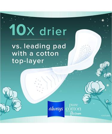 Always Pure Cotton Flexfoam Pads Size 4 Overnight Absorbency with Wings - 20 Count x 3 Packs - Buy Online on GoSupps.com