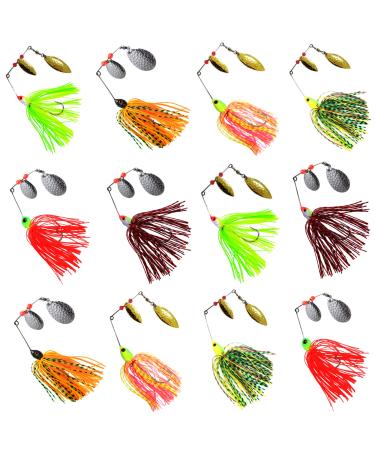 Spinner Baits Fishing Lures Bass Fishing Buzzbait Hard Metal Lure Topwater Fishing Lure Multicolor Swimbait Jig Lure for Bass Trout Salmon Fishing 6/12pcs Set-1 12 pcs