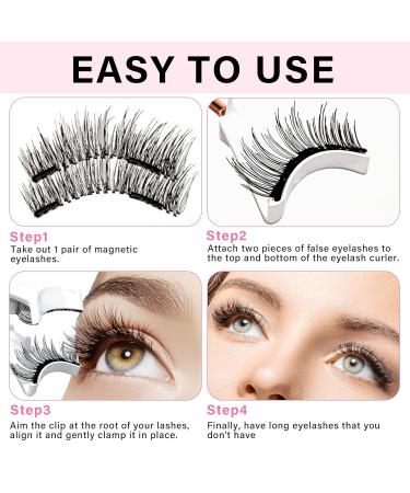 Magnetic Eyelashes - 4 Pairs 3D Reusable | No Glue Natural Look Convenient Extension with Tweezers - Buy Online on GoSupps.com