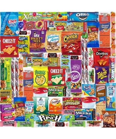 Snacks Variety Pack - Care Package Gift Box - Bulk Assortment (60 Count)