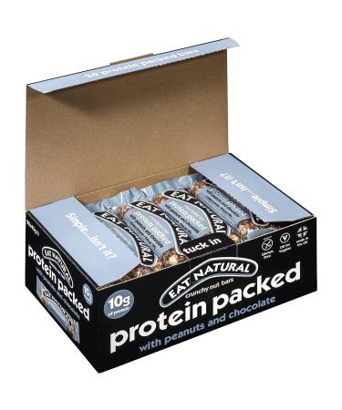 Eat Natural Protein Bars Protein Packed Peanuts & Chocolate Nut Bar 20 x 45g Snack Bars Gluten Free Cereal Bars Seriously Crunchy Snacks With Soya Crispies Shredded Coconut Protein Packed Bars 20 Count (Pack of 1)