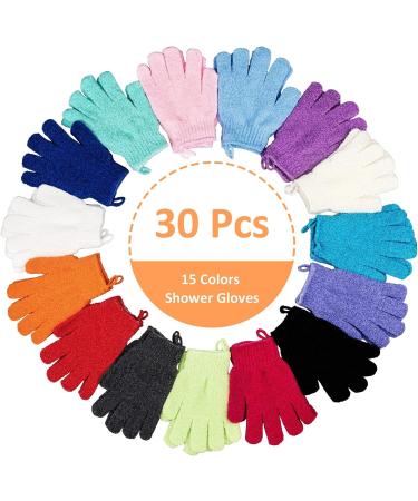 30 Pcs Exfoliating Gloves for Shower - 15 Colors Body Exfoliator Glove with Hanging Loop for Deep Scrubbing - Bath, Spa, Face, and Hand Scrubber for Men and Women by Aisuly - Buy Online on GoSupps.com