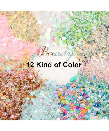 12 Pack Face Glitter - Festival Chunky Cosmetic & Body Glitter for Hair & Nail | Sparkling Mixed Colors - Buy Online on GoSupps.com