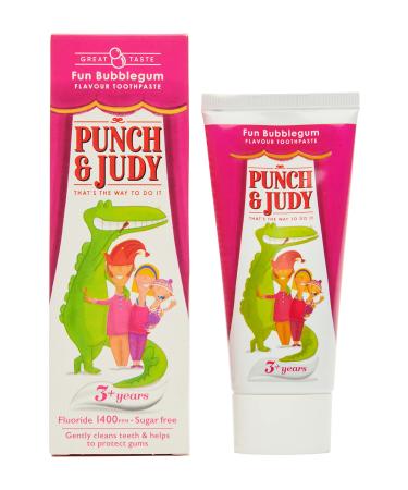 Punch & Judy Kids Toothpaste - Fun Bubblegum Flavour 3+ Years Fluoride Sugar Free 50ml (Pack of 1)