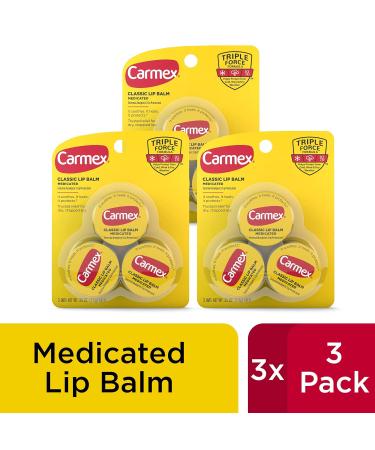 Carmex Medicated Lip Balm Jars 0.25 oz - 3 Count (3 Pack) - Lip Moisturizer for Dry Chapped Lips - Buy Online on GoSupps.com