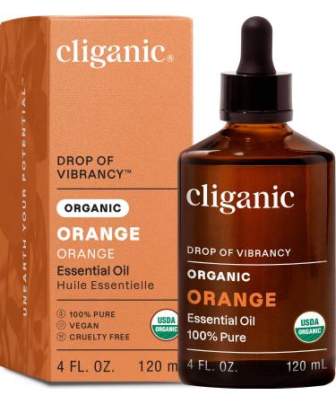 Cliganic Organic Sweet Orange Essential Oil, 4oz - 100% Pure Natural for Aromatherapy Diffuser | Non-GMO Verified