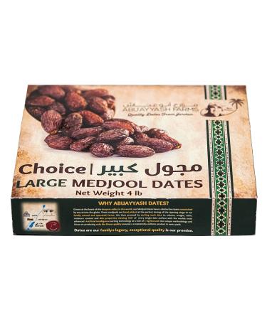 AbuAyyash Farms | Large Choice Medjool Dates | 4 Pound Box (1) 4 Pound (Pack of 1)
