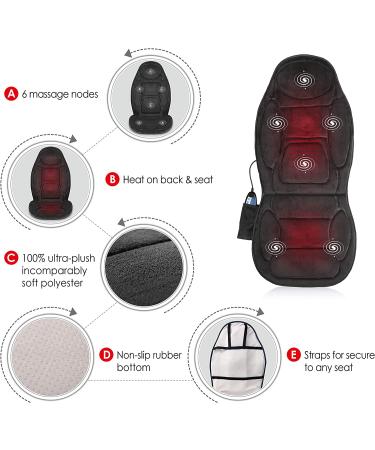 Snailax Vibration Massage Seat Cushion with Heat - 6 Motors, 2 Heat Levels - Chair Massager for Home Office Use (Black) - Buy Online on GoSupps.com