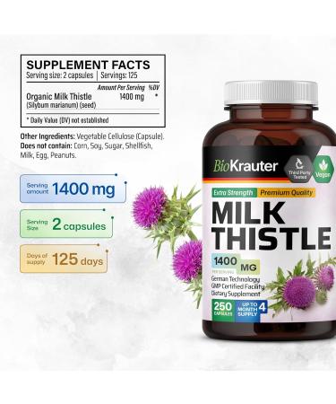 BIO KRAUTER Dandelion Root 100 Capsules & Milk Thistle 250 Capsules - Buy Online on GoSupps.com