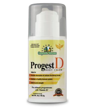Progest D Progesterone Body Cream Net Wt. 4oz / 85.5g - Transdermal use only Progesterone with Vitamin D hormonal support - 100% Natural Dietary Supplement
