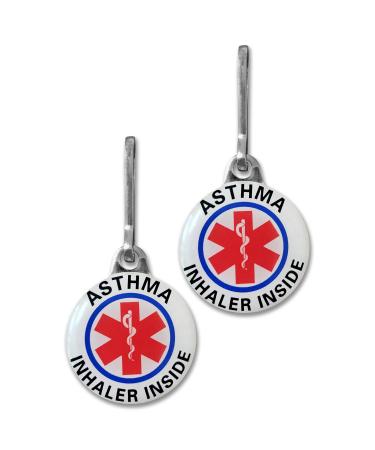 "Asthma Inhaler Inside" Alert Tags. Double Sided Medical Tags (two piece set)