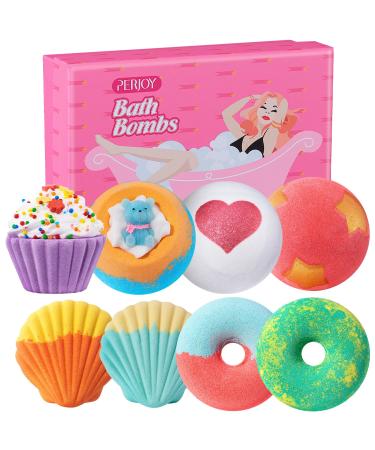Perjoy Bath Bombs 8pcs Nature Bubble Bath Bombs for Kids Girls & Women Easter Gifts for Kids Adults Teenage Girls Gifts Pamper Gifts Set for Women Mothers Day Birthday Gifts for Mum Her 8pcs Barbiepink - Buy Online on GoSupps.com