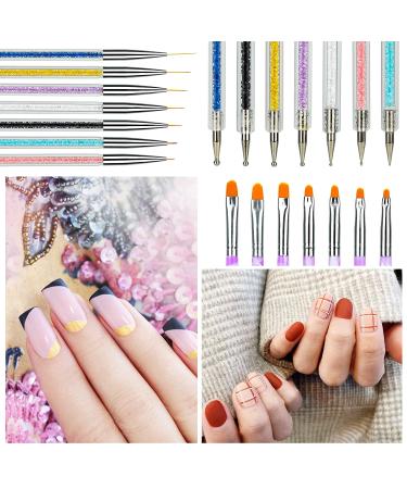 14 Pieces Nail Art Brushes Set for Beautiful Nail Designs and Nail Painting - Multi-colored Nylon Brushes for Poly Extension Gel and Tips Builder - Buy Online on GoSupps.com