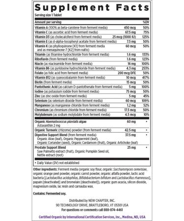 New Chapter Men's 50 Plus Multivitamin - Every Man's One Daily 55+ | Fermented Probiotics, Whole Foods, Astaxanthin | 90ct - Buy Online on GoSupps.com