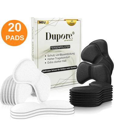 Dupore 20x Premium Heel Cushion Inserts - Self-Adhesive Anti-Slip Protection for High Heels - Comfort Pillow Against Blisters & Friction - Black & White - Buy Online on GoSupps.com