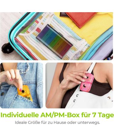 Shop Auvon 7-Day Tablet Box - Convenient Moisture-Resistant Pill Organizer | 2 Compartments Black Rainbow Design - Buy Online on GoSupps.com