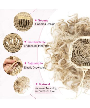 REECHO Messy Bun Hair Piece - Large Curly Wave Fake Bun Updo Hairpiece for Women, Light Blonde Wavy Color - Buy Online on GoSupps.com
