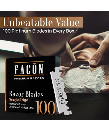 100 Facn Platinum Japanese Stainless Steel Single Edge Razor Blades - Professional Barber Straight Razor - Long-lasting Sharpness - Pack of 100 Blades - Buy Online on GoSupps.com