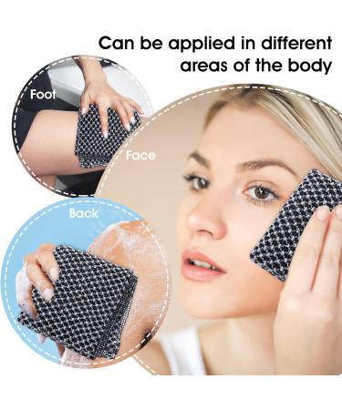 Back Scrubber Set - 2-Piece Double-Sided Peeling Sponge Bath Brush for Men & Women | Shower Exfoliating Washcloth in Black - Buy Online on GoSupps.com