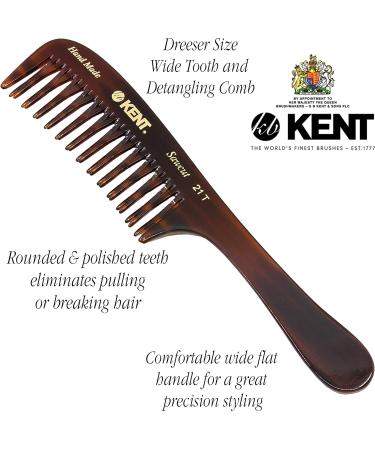Kent 21T 8 Large Hair Detangling Comb - Wide Teeth for Thick Curly Hair - Handmade in England, Cellulose Saw-Cut - Long Hair Detangler for Wet/Dry - 1-Pack - Buy Online on GoSupps.com