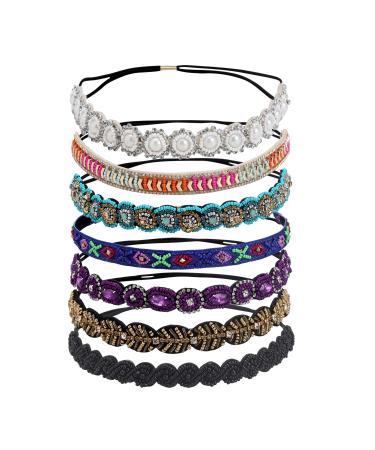 inSowni 7 Pack Handmade Rhinestone Jewled Beaded Headbands Hairbands Hair Accessories Headwraps for Women Girls Brides - Buy Online on GoSupps.com