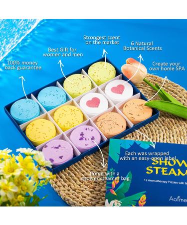 Aofmee 12 PCS Shower Steamers - Aromatherapy Relaxation Gifts for Mom, Wife - Perfect for Christmas, Birthday, Valentines - Shower Bombs for Women - Buy Online on GoSupps.com