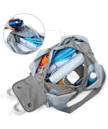 Women's Travel Yoga Gym Bag with Shoe Compartment | Grey Medium - Ideal for Workout Gear, Makeup, Accessories | Includes Wet/Dry Storage Pockets - Buy Online on GoSupps.com