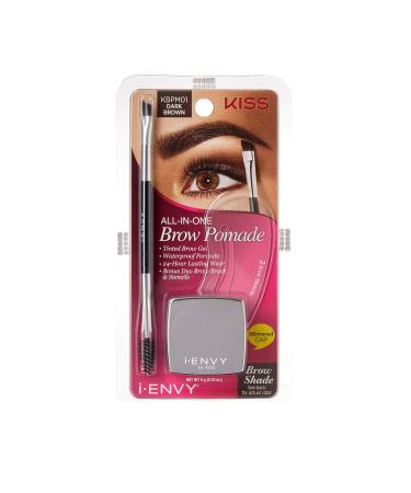 iEnvy by KISS All-In-One Brow Pomade Dark Brown KBPM01 Waterproof Long Lasting Mirror Cap Stencils Included - Buy Online on GoSupps.com
